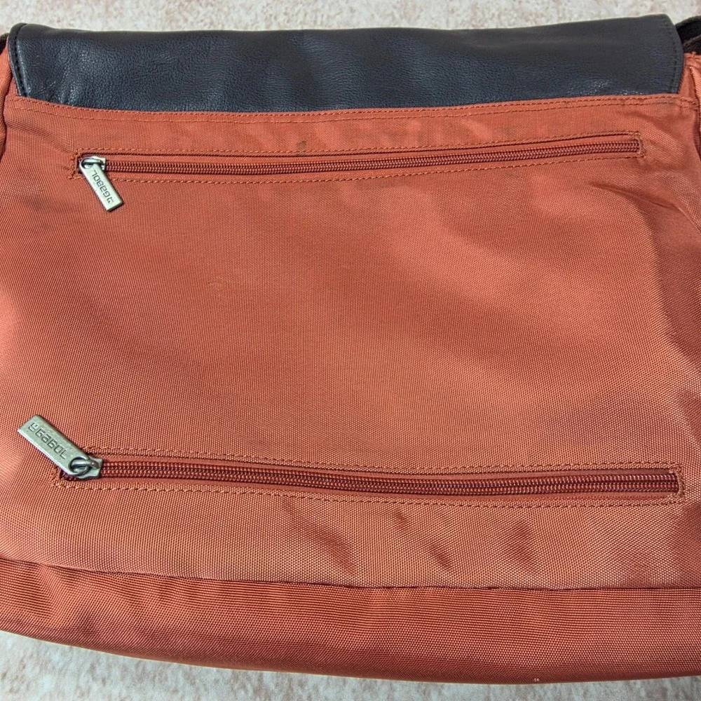 Gabol Spain Messenger Bag Leather Flap Orange Dark Brown Crossbody Adjustable